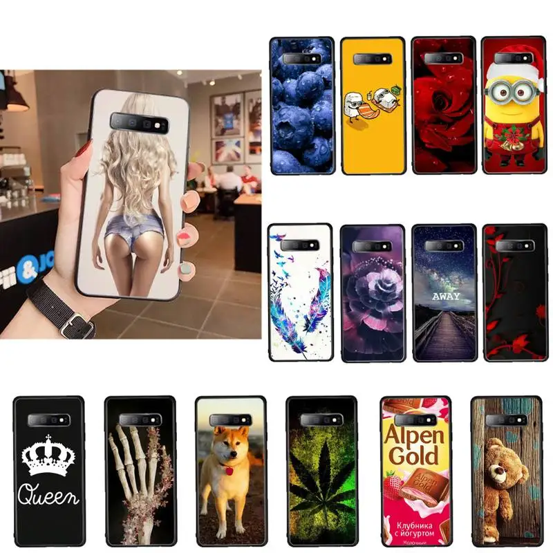 

Sexy woman with funny skull gesture minion bear flower Phone Case For Samsung A50 51 71 10 40 30 S note 10 20 j4 plus