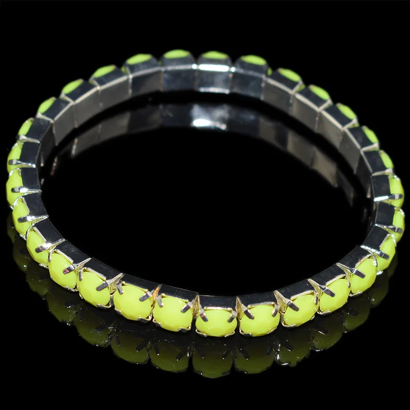 Black Gun Plated Red blue white green Rhinestone Crystal Resin Drill Bracelet Party Ladies Wedding Bridal Jewelry Holiday Gift - Metal Color: Black Gun Plated