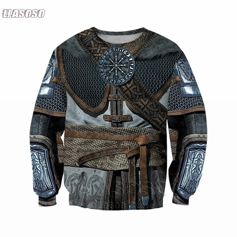 

LIASOSO The New Viking Armor Tattoo 3D All Over Printed Men Hoodies Harajuku Fashion Sweatshirt Unisex Casual Zip Hoodie