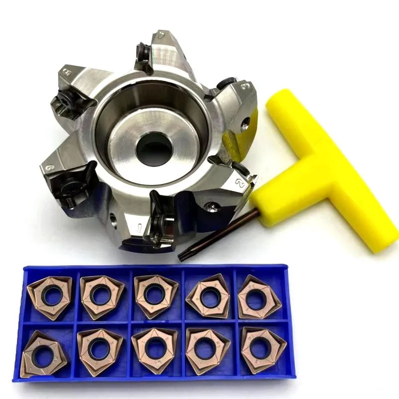

90 degree MFWN90100R MFWN90050R double-sided hexagonal plane heavy cutting milling cutter disk with WNMU080608 milling blade