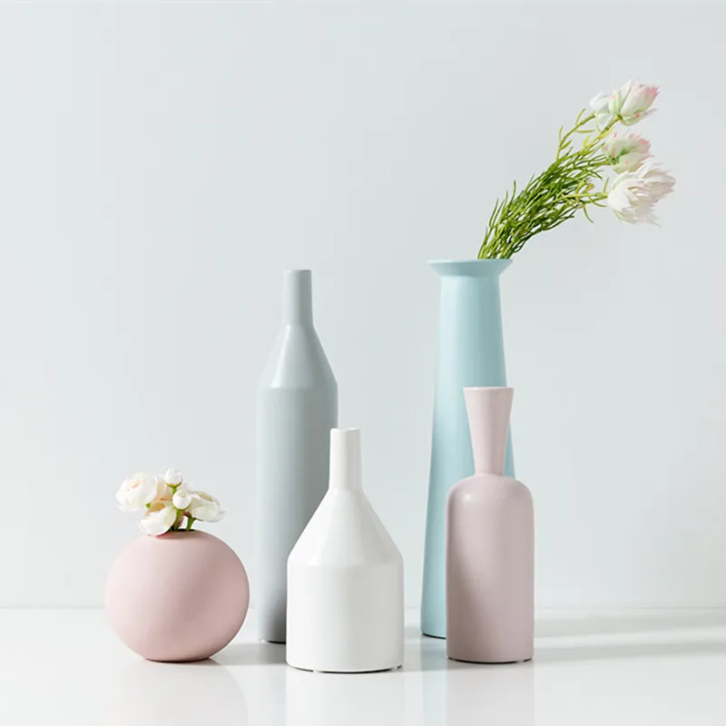 

2019 Nordic Minimalism Style Ins Ceramics Vase Tabletop Flower Pot Home Wedding Living Room Decoration Vases Office Coffeehouse