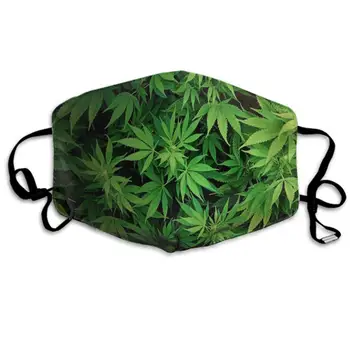 

CIGOCI Anti-Dust Adjustable Elastic Strap Mouth Mask for Boys Girls Adults, Cannabis Leaf Green Weed Marijuana Warm Respirator