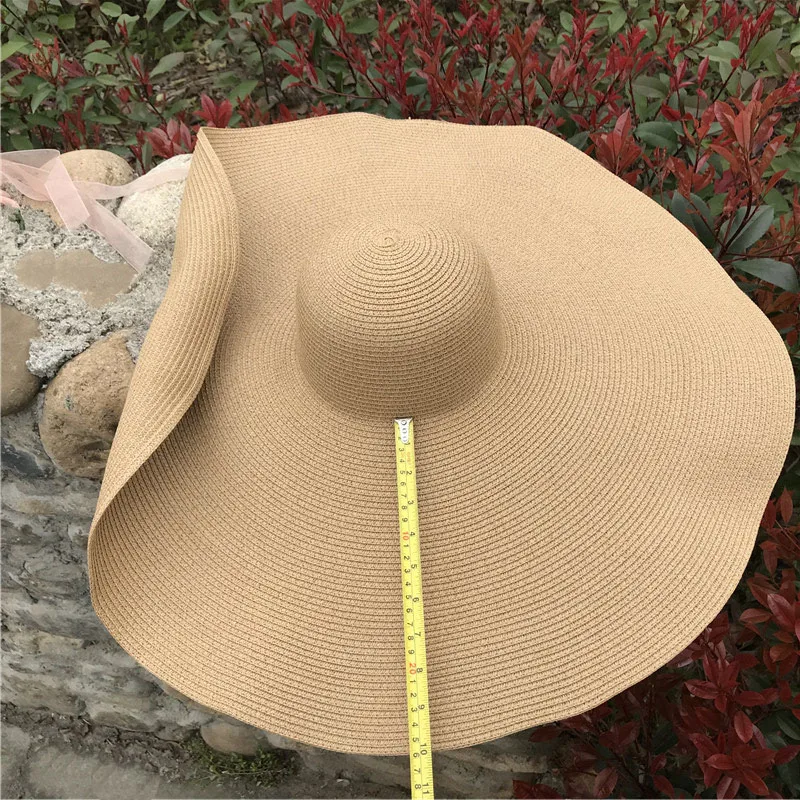 Womens Wide Brim Straw Hat Floppy Foldable Roll up Cap Beach Sun Hat 