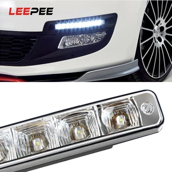 

LEEPEE DRL Daytime Running Light External Lights Super Bright Waterproof Universal Daylight Car Styling 5 LEDs Car Lights