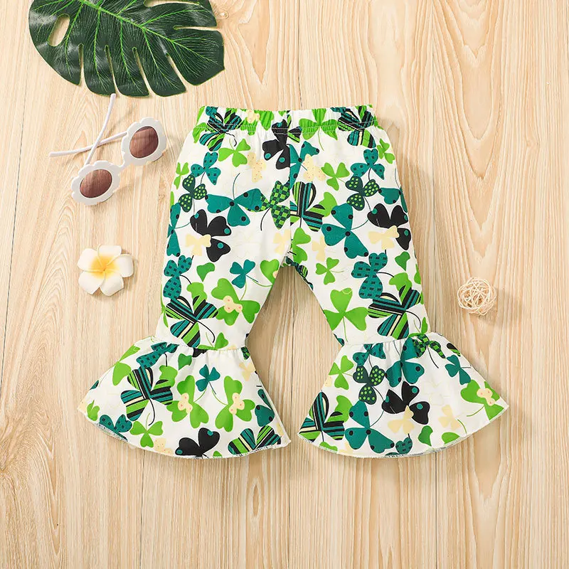 Baby Clothing Set medium Prowow 0-2Y Toddler St. Patricks Day Outfit Baby Girl Clothes Set Newborn Puffy Sleeve Black T-shirts Shamrock Flare Trousers baby clothing set long sleeve	