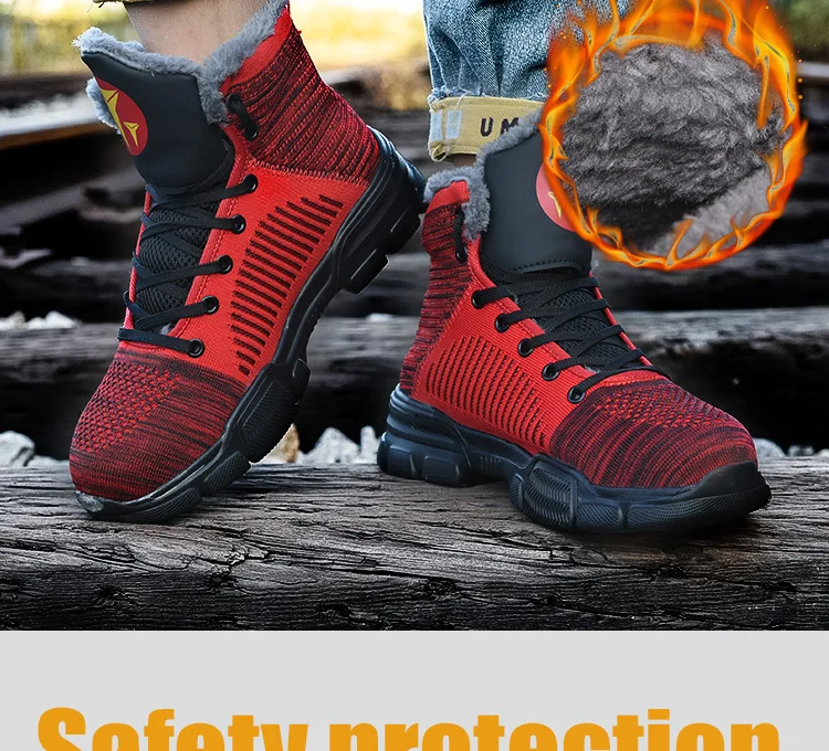 Мужские безопасные рабочие ботинки; нескользящие рабочие ботинки со стальным носком; нерушимая рабочая обувь; теплые зимние ботинки для мужчин и женщин