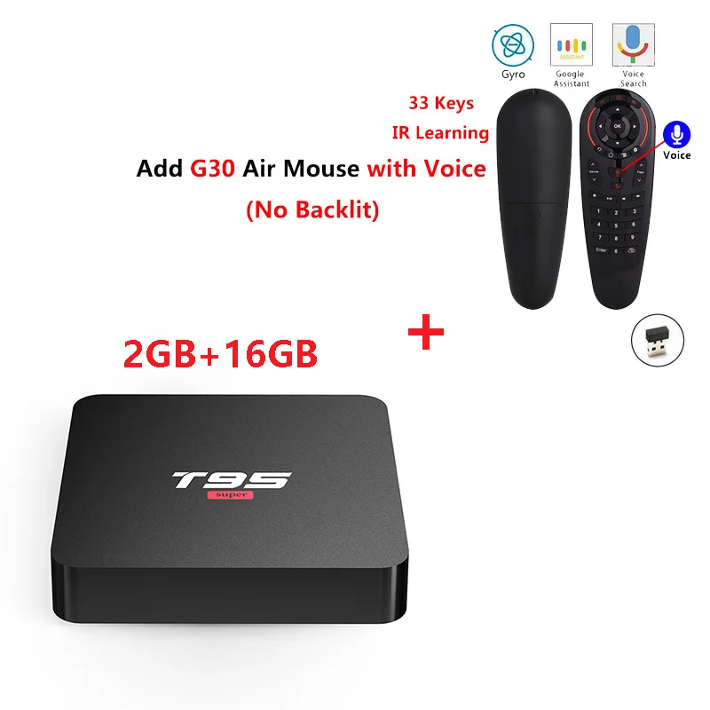 T95 супер Android 10,0 Smart Tv Box Allwinner H3 четырехъядерный 2G 16G USB Wifi 4K медиаплеер Поддержка Netflix Youtube Google Play - Цвет: T95 Super add g30s