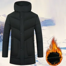 Ветрозащитная Толстая теплая Длинная зимняя мужская куртка большой размер Модный мужской зимний пуховик Осенняя Корейская мужская одежда