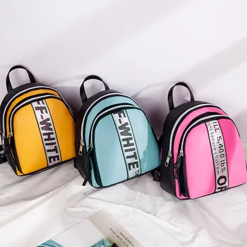 

Fashion Trend Stitching Letter Ribbon Backpack Multi-Function Small Bookbag Single-Shoulder Bag for Women Messenger Bag Pouch