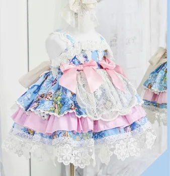 

Custom Lolita Spain Baby Strap Birthday or wedding Girl Princess Dress Court Style Western Kids Summer Cutr Dresses for Girls