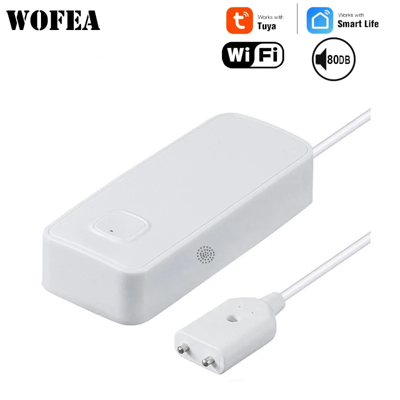 elderly emergency button Wofea Tuya Smart Life Water Leakage Sensor Wifi Water Detactor With Free APP Message Push Alarm With 80DB house alarm keypad Alarms & Sensors