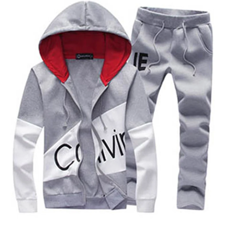 

2020 New Autumn Men Set Quality Fleece Sweatshirt + Pants Male Tracksuit Sporting Sweat Suits Mens Sportswear Sets