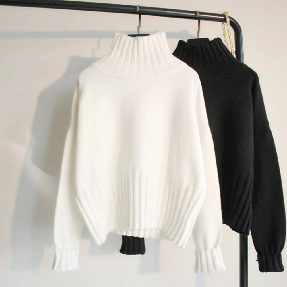 

Women Pullover High Elasticity Knitted Ribbed Slim Jumper Turtleneck Sweater Autumn Winter Basic Female Sweater Truien Dames