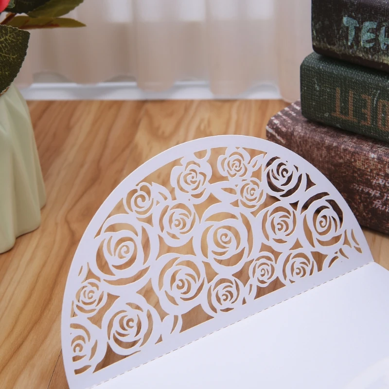  10Pcs Wedding Invitation Cards Kits With Envelopes Seals Personalized Printing D08D - 4.00036E+12