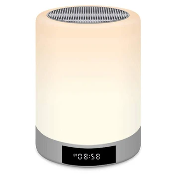 

Night Light,Wireless Stereo Speaker with Alarm Clock, MP3 Player, FM Radio, Press Control Table Lamp & 7 Colors Themes for Kids,