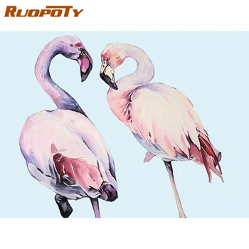 

RUOPOTY Frame Flamingo Lovers Diy Painting By Numbers Animal Coloring By Numbers Acrylic Canvas Painting Handpainted Drawing Art