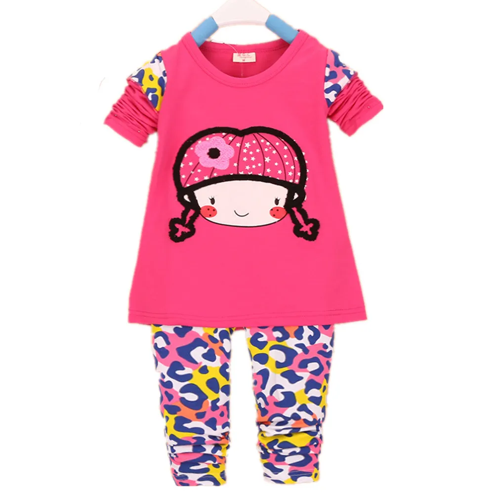 

baby kids Pure cotton Cartoon girl t-shirt + pants Set Clothes girls cute Flowers YF066