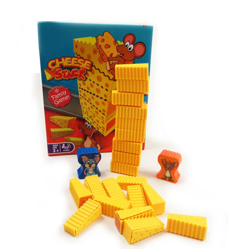 

Indoor Parent And Child Interactive Party Mouse Cake Jenga sheese Stack Children Tabletop Game Toy
