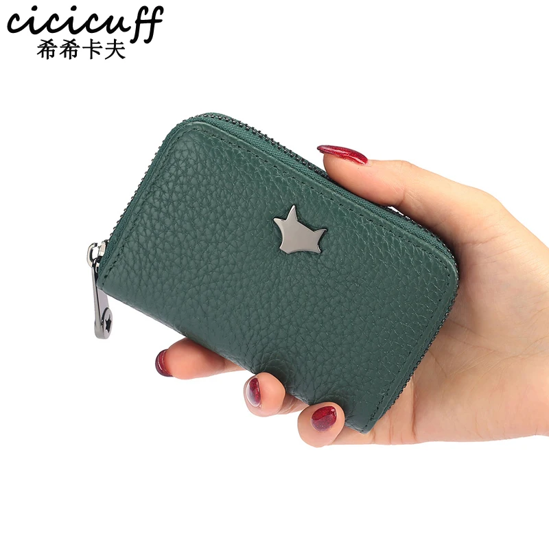 

Card Holder Rfid Anti-Scanning Protector Women Change Purse Zipper Genuine Leather Organ Card Cover Business Cards Case 2019 New