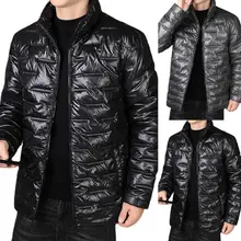 

Men Coat Solid Color Waterproof Padded Highly Warm Winter Jacket for Outdoor