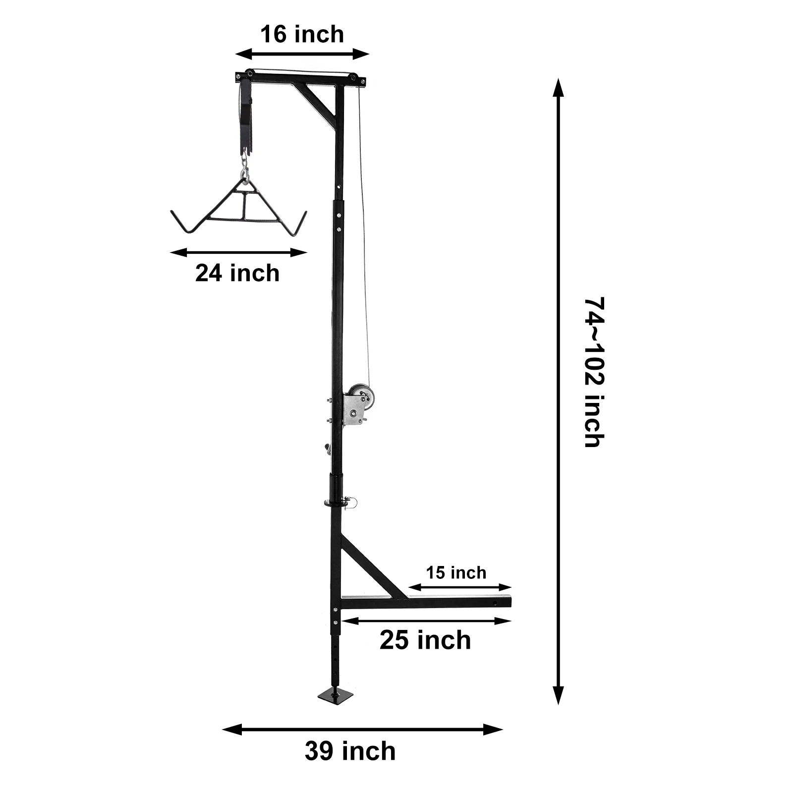Deer Hoist For Trailer Hitch | 600 Lb Capacity, Adjustable Height, 360° Rotation, Gambrel Included