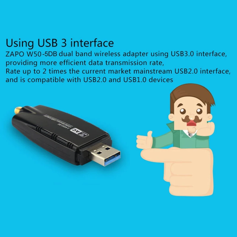 USB Wifi адаптер 1200 Мбит/с USB 3,0 ПК Wi-Fi адаптер LAN Wifi ключ AC Wifi приемник с антенной для ноутбука Настольный