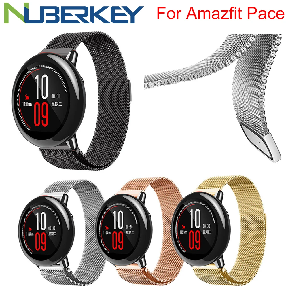 22 мм металлический ремешок из нержавеющей стали для Xiaomi Huami Amazfit Pace браслет ремешок Миланская петля магнитные ремни для Amazfit Stratos 2