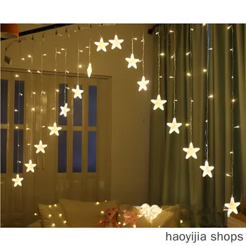 

New LED Curtain Light Strings Family Bedroom Wedding Wreath Party Decoration 3M Christmas Light 220V Romantic Fairy Star Fashion