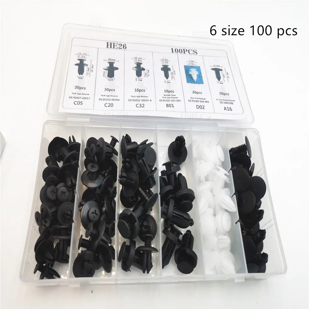 20 Piece Plastic Rivet Fasteners Kit Assortment of 4 Sizes of Trim Clip Fiat