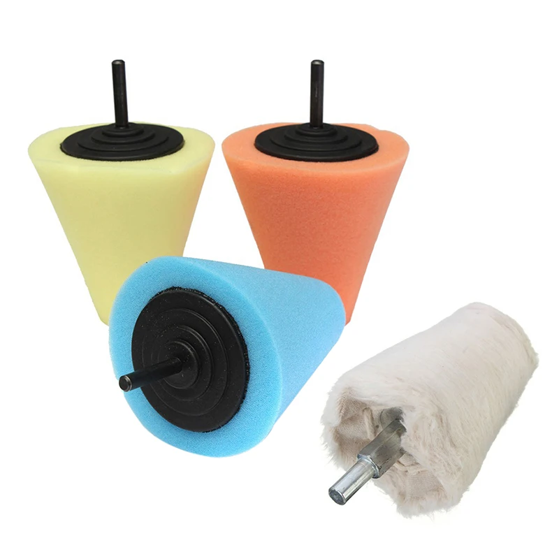 

4Pcs Sponge Cone Shape Metal Polishing Pad cloth Buffing Pads for Wheels Hub
