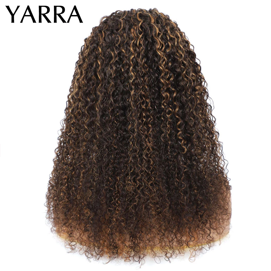 Brazilian Kinky Curly Headband Wig Human Hair Highlights 4/27 Brown Headband Human Hair Wigs Glueless Remy Brazilian Hair Yarra