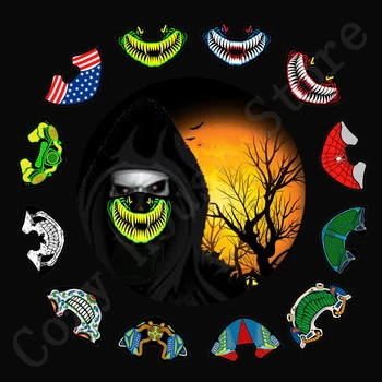 

Prty Sound Music Horror Msks Hlf Fce Cover Hlloween Glowing ctivted Light Up Purge Msks Home Festivl Prty Supplies
