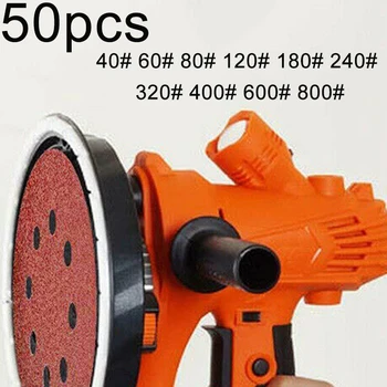 

50pcs 5 8 Holes Sanding Papers Hook Loop Sandpaper Disc 40-800 Grit Polishing