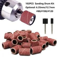 

102Pcs 80/100/120 Grit Sanding Drum Sleeve Kit With Mandrel For Rotary Tool Sanding Band Polishing Grinding Abrasive Tool
