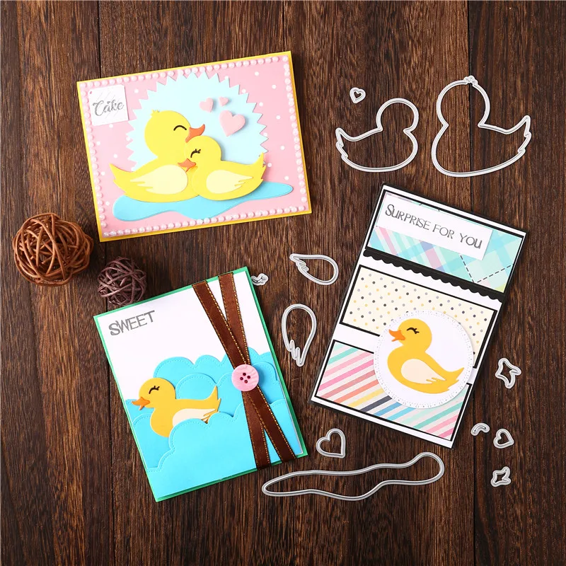 YaMinSanNio Cute Pair of Little Yellow Ducks Metal Cutting Dies Scrapbooking Card Making Embossing Stencil Die Cut Template 2019 | Дом и сад