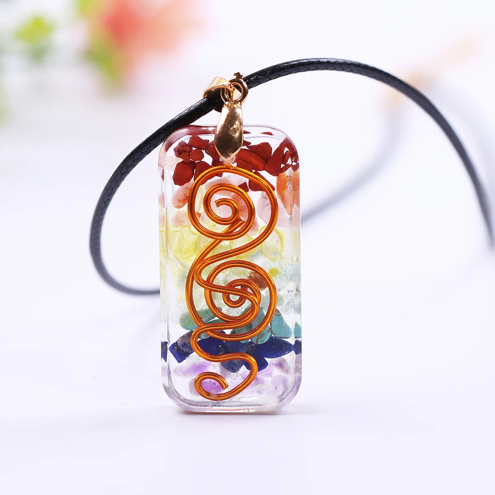 Ретро Reiki Исцеление красочный кварцевый камень кулон ожерелье круглый маятник