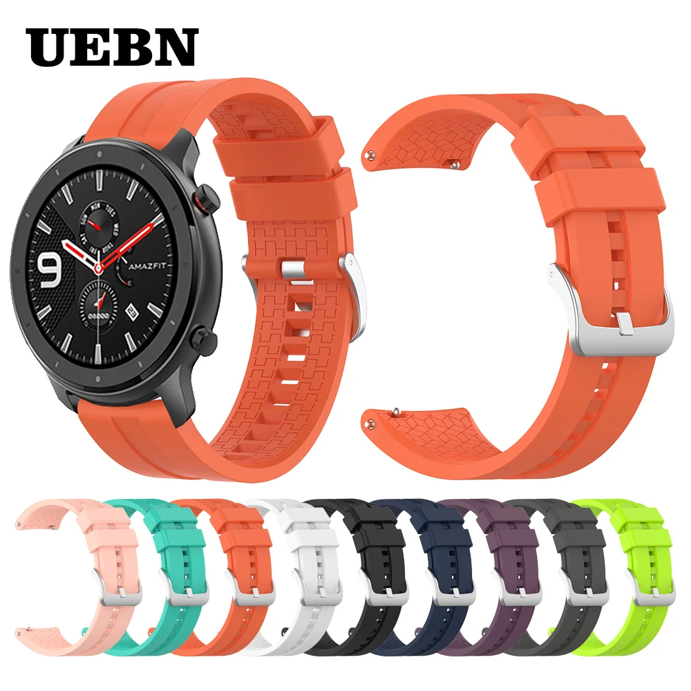 UEBN спортивные 22 мм силиконовый ремешок для Xiaomi Huami Amazfit GTR 47 смарт-часов Samsung Gear S3