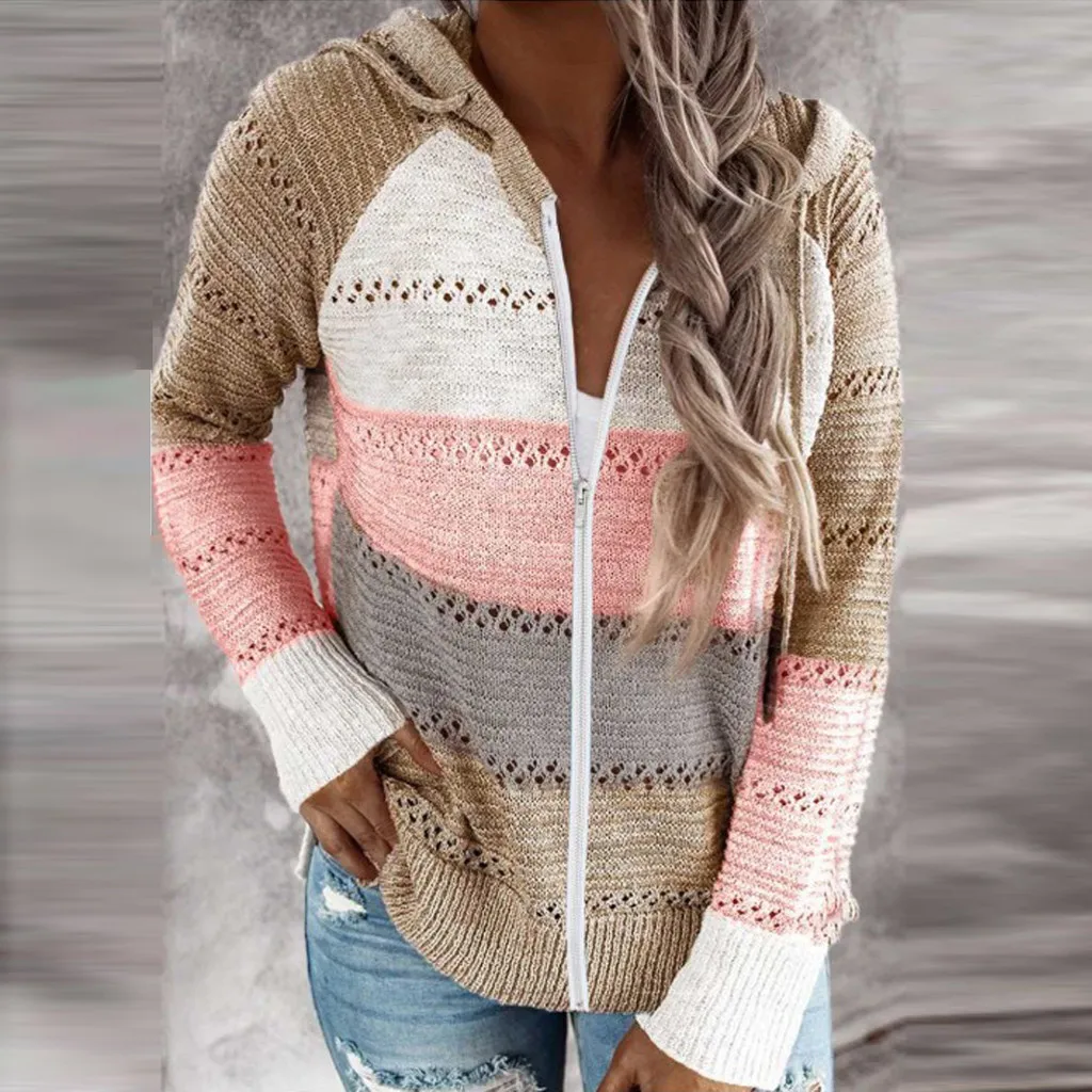 

Women Sweatshirt 2020 Twist knitted hoodies Casual Patchwork V-Neck Long Sleeves Hooded Sweatshirt blusas Tops streewear New