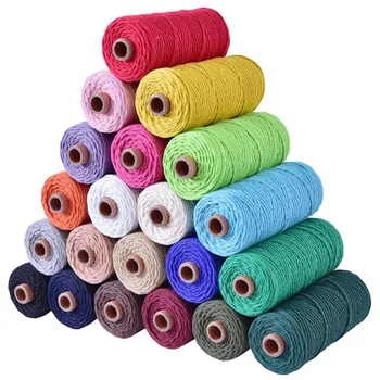 

2MM DIY Craft Macrame Rope String Colorful Cotton Twisted Cord 100Meters