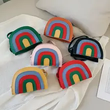 Детская сумка на плечо из искусственной кожи для девочек в форме радуги, детские сумки через плечо для девочек, милые мини хозяйственная сумка