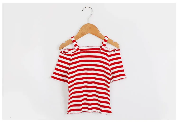 elastic off shoulder summer big girls t-shirt red striped knit children t shirt girl teenage kids tees tops 2018 new  clothing 4 5 6 7 8 9 10 11 12 13 14 15 years teenage little baby girl t-shirt 12 years t shirts for girls (10)