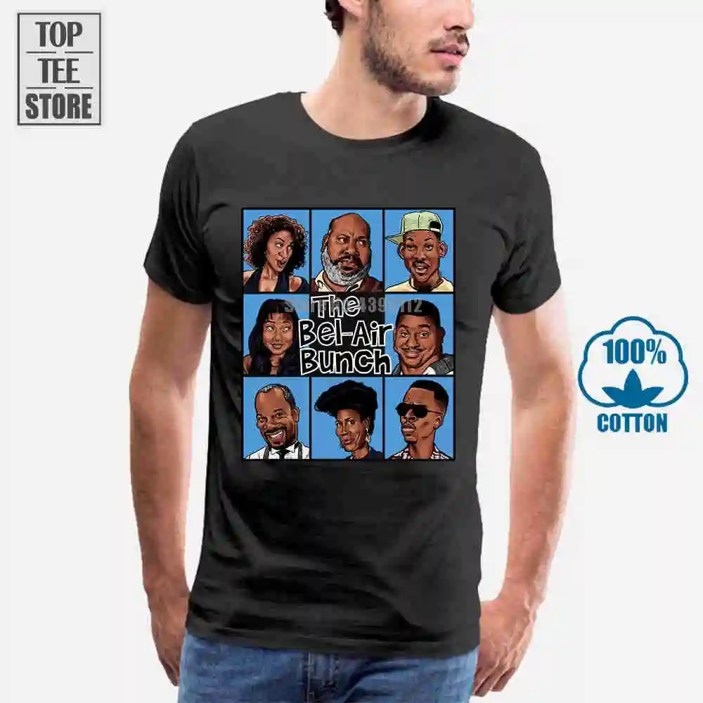 Мужская черная футболка из хлопка Fresh Prince Of Bel Air The Bunch S 6Xl|Футболки| |