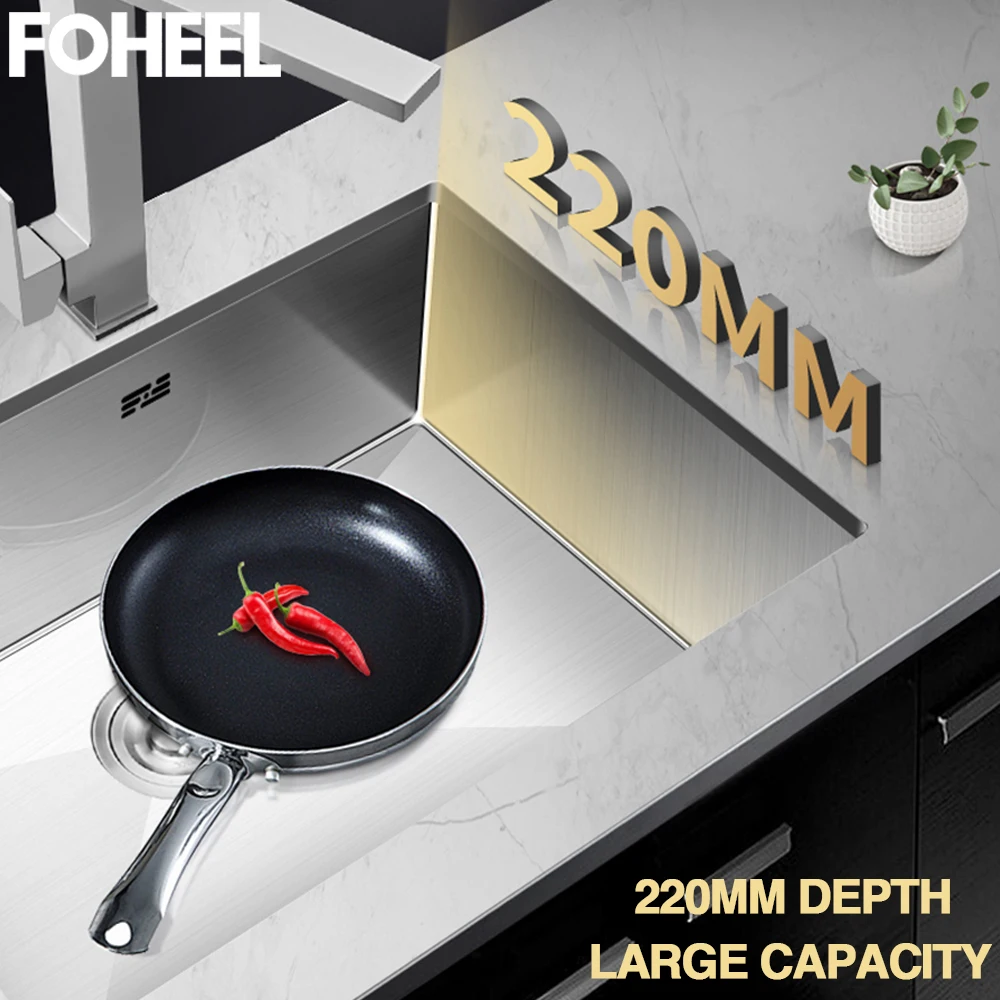 FOHEEL Kitchen Sink Stainless Steel Single Slot Dish Basin Single Kitchen Sink Drain Basket And Drain Pip Rectangular