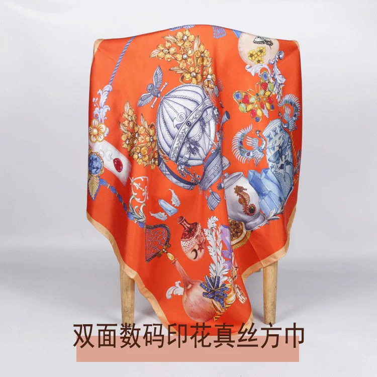 

Real Silk Double-Sided Versatile 88 Kerchief Silk Twill Multi--Shawl Real Silk Double-Sided Silk Scarves