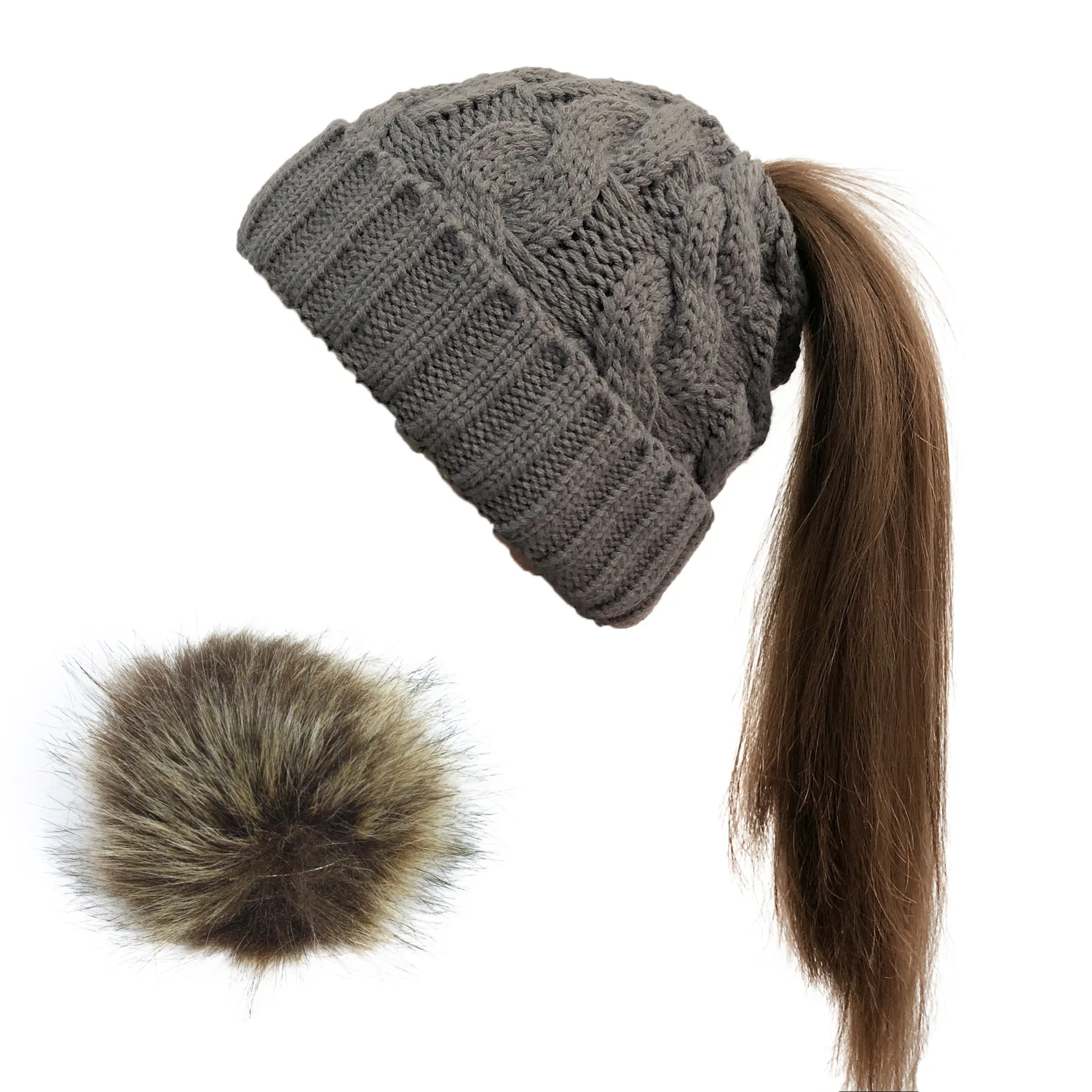Модная женская зимняя теплая шапка, вязаная шапка с толстым помпоном, кашемировые зимние шапки, теплые аксессуары унисекс
