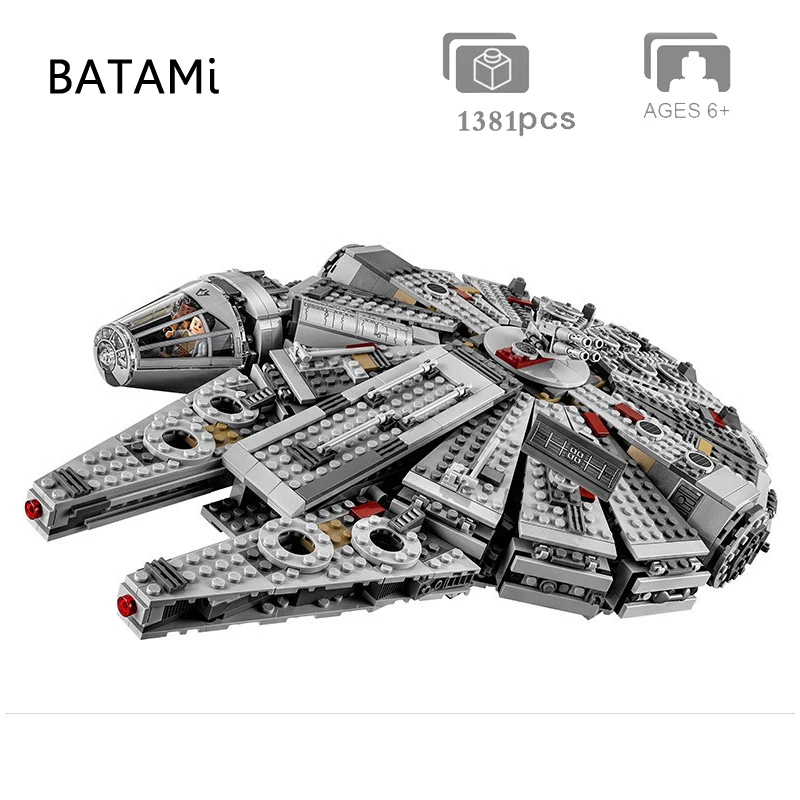 Ceny Model klocki do budowy zestaw zabawek 1381 sztuk 05007 Wars zestaw Millennium Falcon 6 Building Brick Minfigure świąteczne zabawki prezentowe dla dzieci