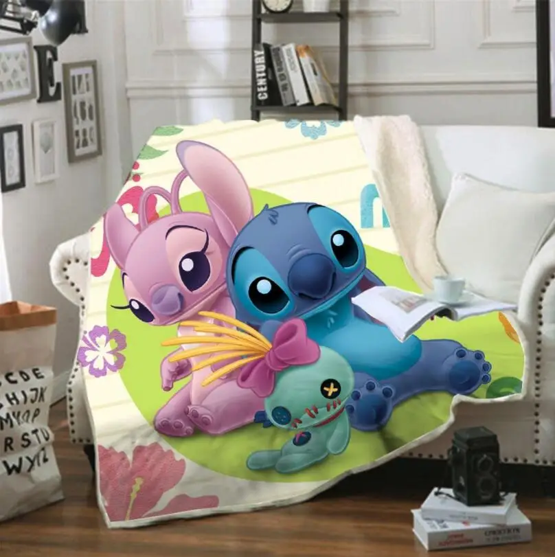 

Cartoon Stitch Fleece Blanket Plush 3d Printed for Adults Sofa Sherpa Fleece Bedspread Wrap Throw Blanket style-3