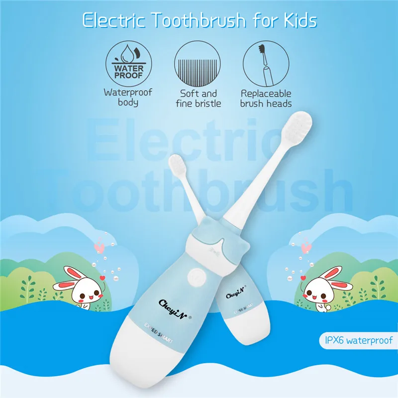 Battery Operated Children Toothbrush 3D Cartoon Teeth Brush Waterproof Kid Electric Wave Toothbrush+ Replaceable Heads