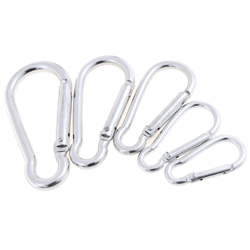 

5pcs Stainless Steel Spring Carabiner D-Ring Key Chain Clip Camping Keyring Snap Hook Outdoor Travel Kit Quickdraws