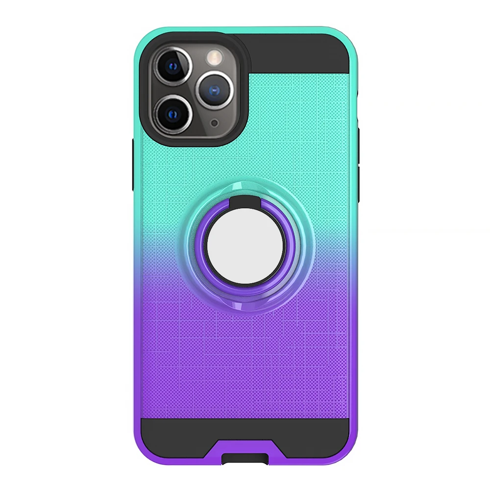10 шт./лот, градиентные цвета, TPU+ PC, 2 в 1, чехол для телефона, для iPhone 6, 6s, 7, 8 Plus, X, XS, Max, XR, 11 Pro, Max, с вращающимся кольцом 360
